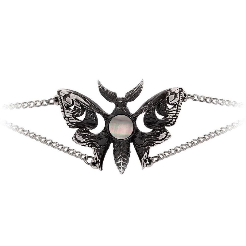 Alchemy Gothic Lunar Actias Moth Wiccan Chain Bracelet Crescent Moon Cutout